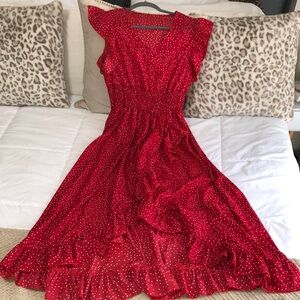 SHEIN Red High Low Tiered Sundress